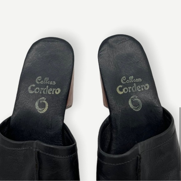 Calleen Cordero Mule Clogs Black Leather Wooden Size 7 - Picture 5 of 8